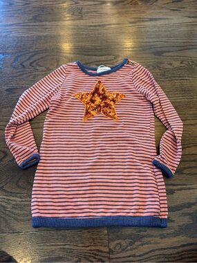 Poof Excellence Peach  & Navy Striped Long Sleeve sweater top